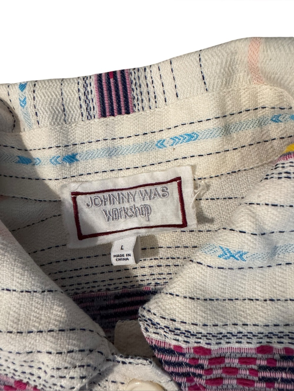Johnny Was Workshop Embroidered Southwestern Button Up Cotton Blend Size Large - Picture 2 of 8